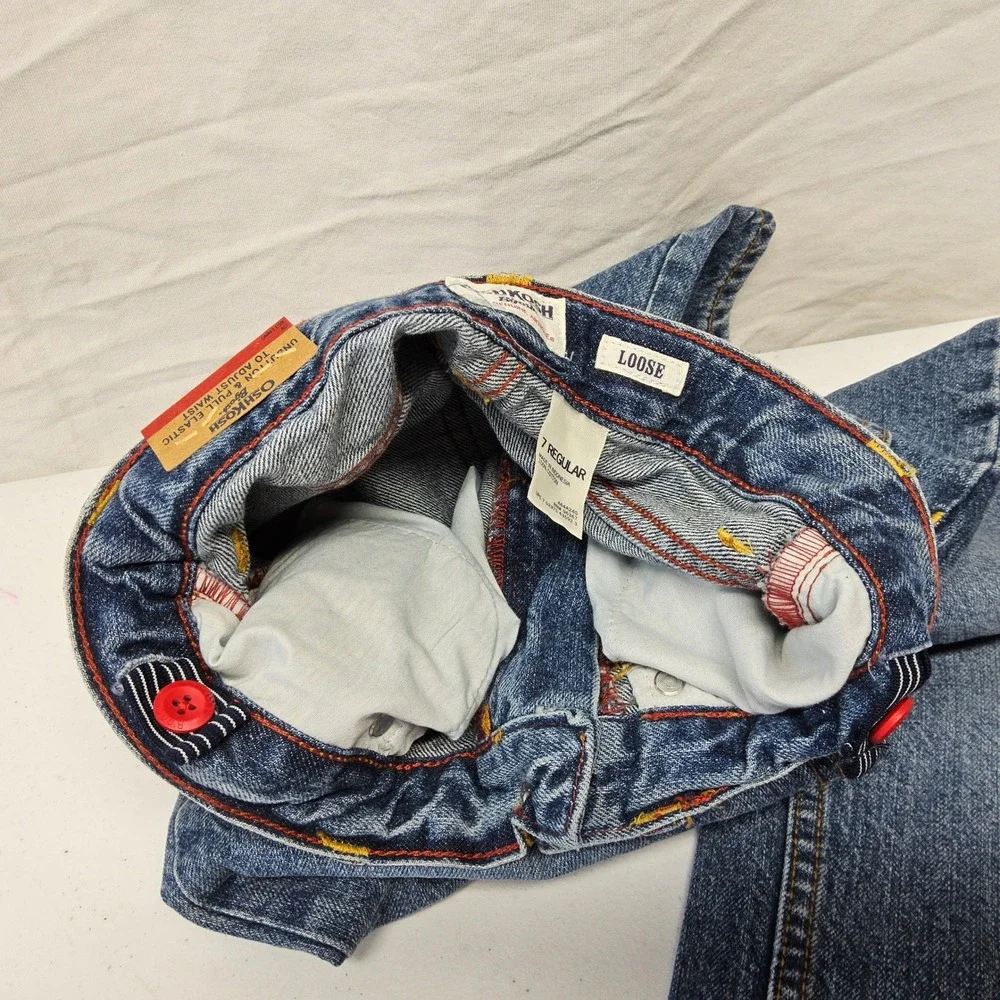 OshKosh B'gosh Loose Fit Jeans Kids Size 7 Blue Denim Adjustable Waist NWT